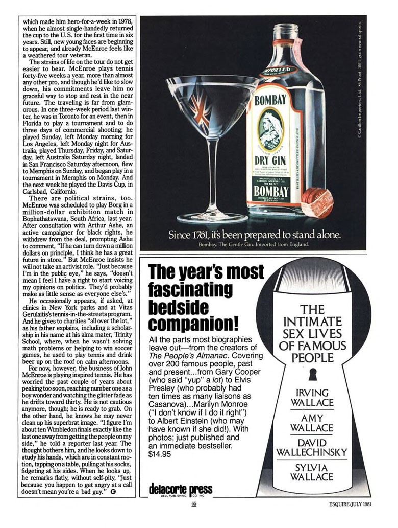 Bombay Dry Gin Ad from Esquire Magazine, 1981