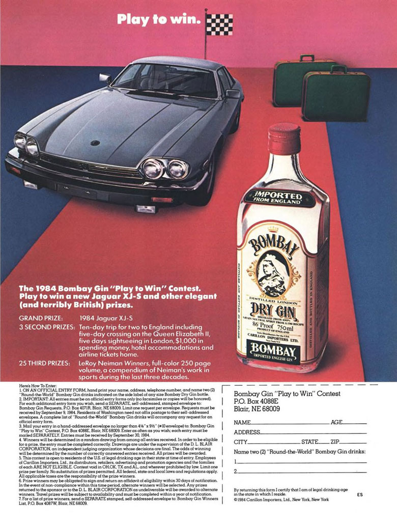 Bombay Dry Gin Ad from Esquire Magazine, 1984