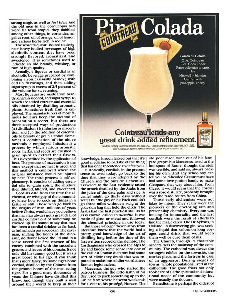 Cointreau Liqueur Ad from Esquire Magazine, 1982, 12