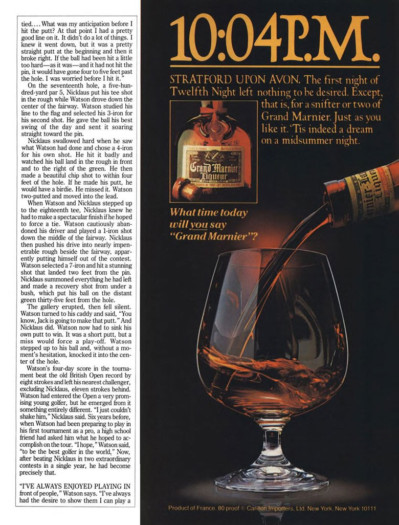 Grand Marnier Liqueur Ad from Esquire Magazine, 1982