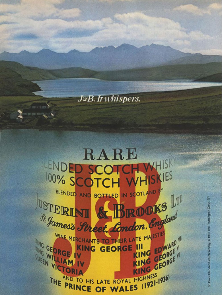 J&B Rare Scotch Whisky Ad from Esquire Magazine, 1981