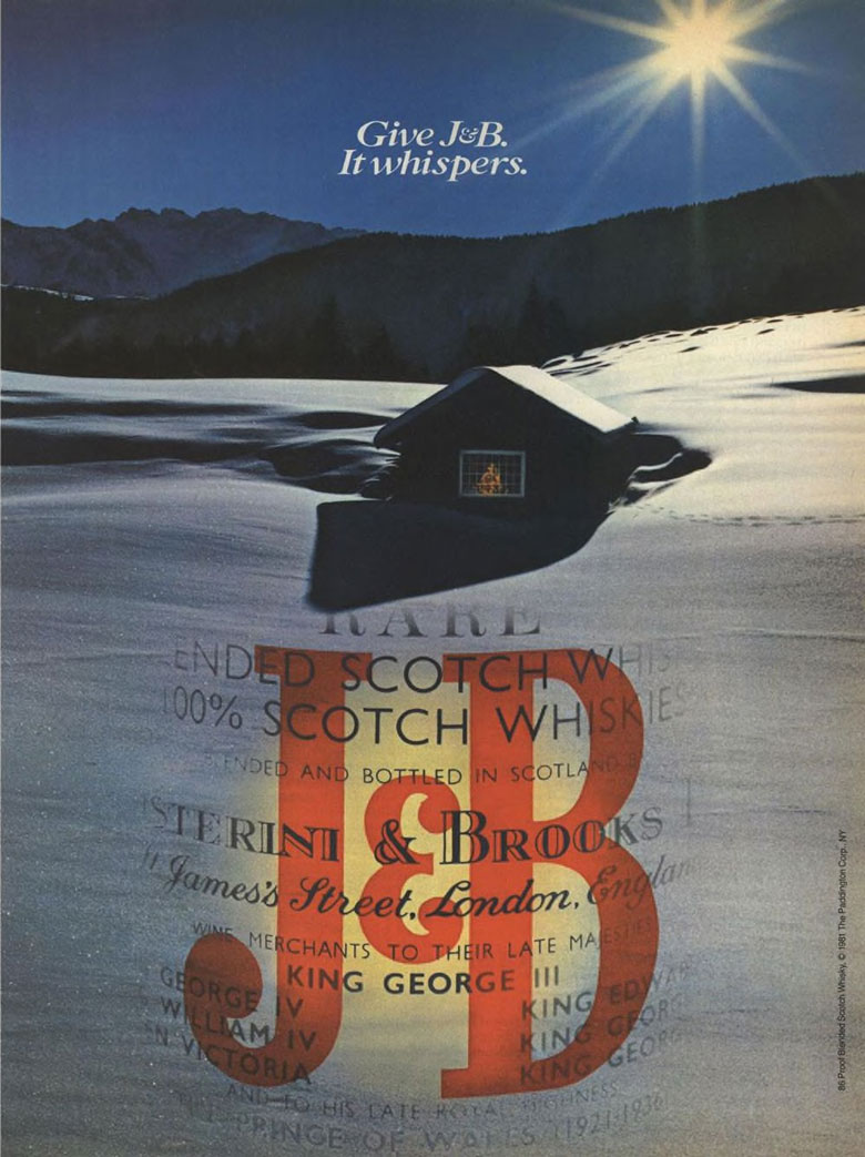 J&B Rare Scotch Whisky Ad from Esquire Magazine, 1982