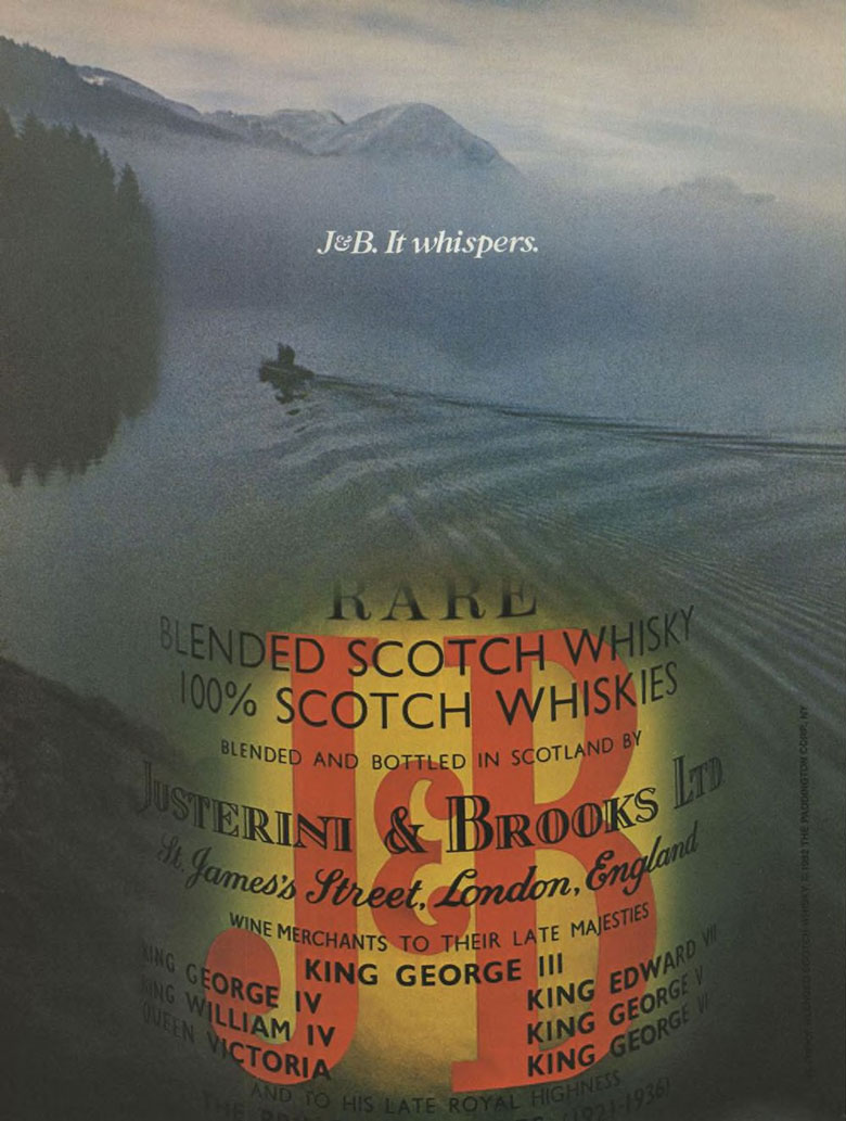 J&B Rare Scotch Whisky Ad from Esquire Magazine, 1984