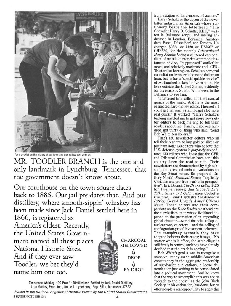 Jack Daniel's Whiskey Ad from Esquire Magazine, 1981