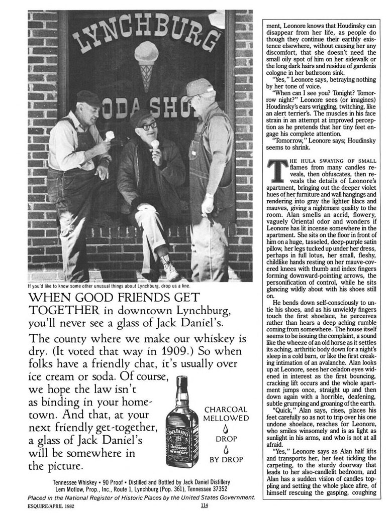 Jack Daniel's Whiskey Ad from Esquire Magazine, 1982