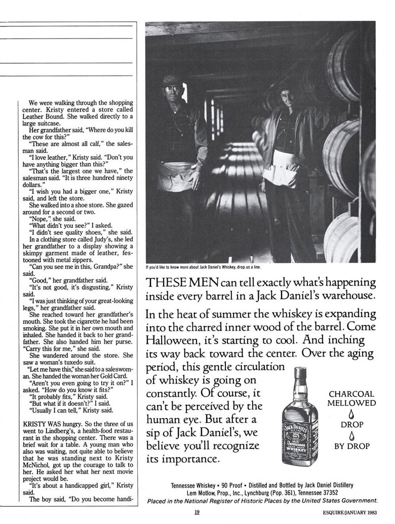 Jack Daniel's Whiskey Ad from Esquire Magazine, 1983