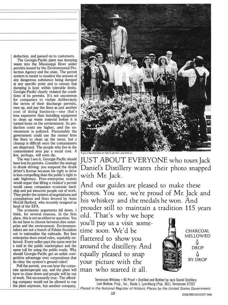 Jack Daniel's Whiskey Ad from Esquire Magazine, 1983