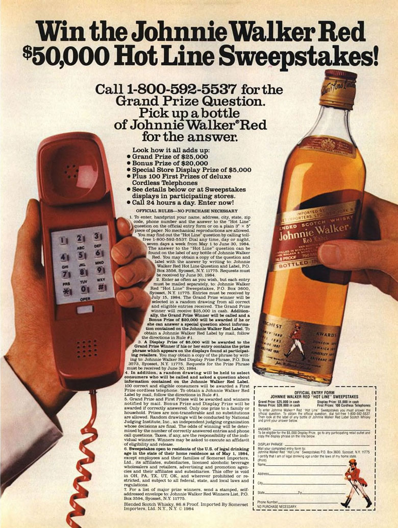 Johnnie Walker Scotch Whisky Ad from Esquire Magazine, 1984