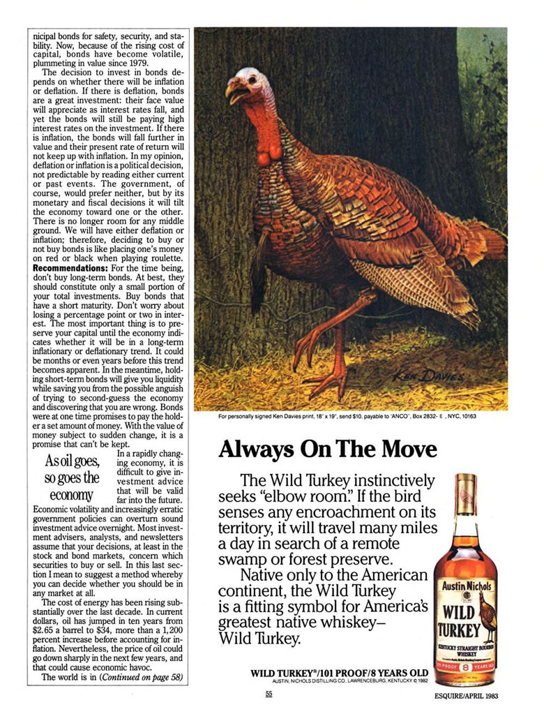 Wild Turkey Whiskey Ad from Esquire Magazine, 1983