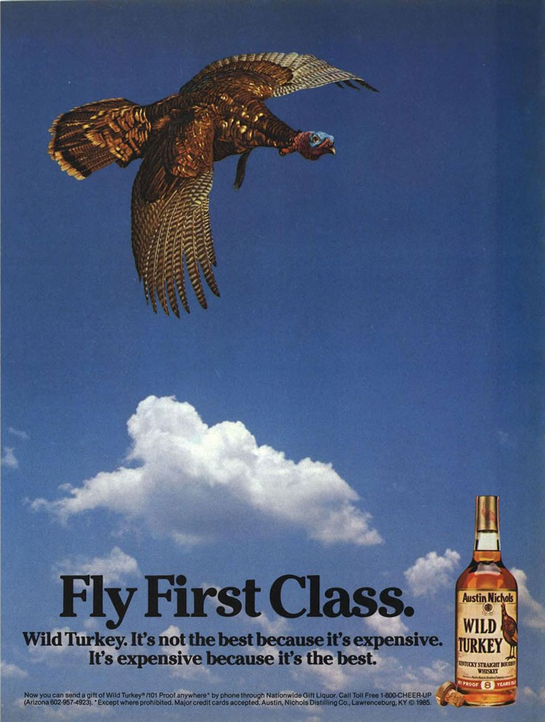 Wild Turkey Whiskey Ad from Esquire Magazine, 1985
