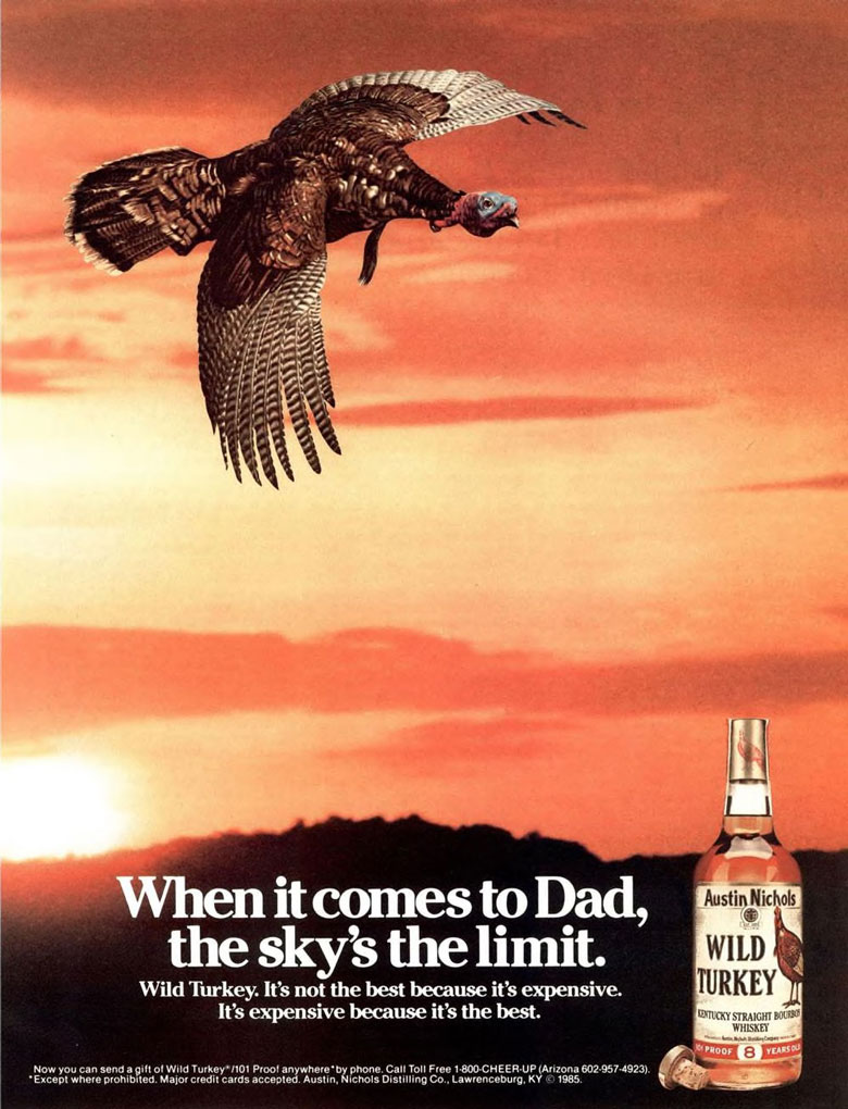Wild Turkey Whiskey Ad from Esquire Magazine, 1985