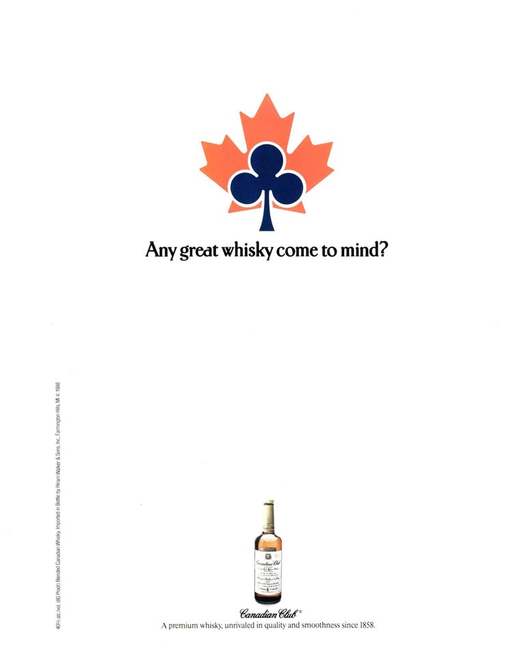 Canadian Club Whisky Ad from Esquire Magazine, 1988, 02