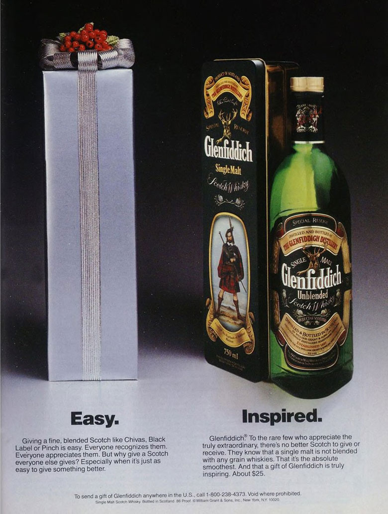 Glenfiddich Scotch Whisky Ad from Esquire Magazine, 1986, 12