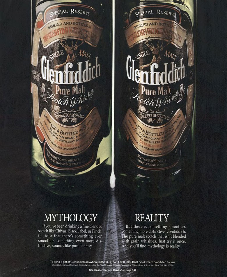 Glenfiddich Scotch Whisky Ad from Esquire Magazine, 1988, 10