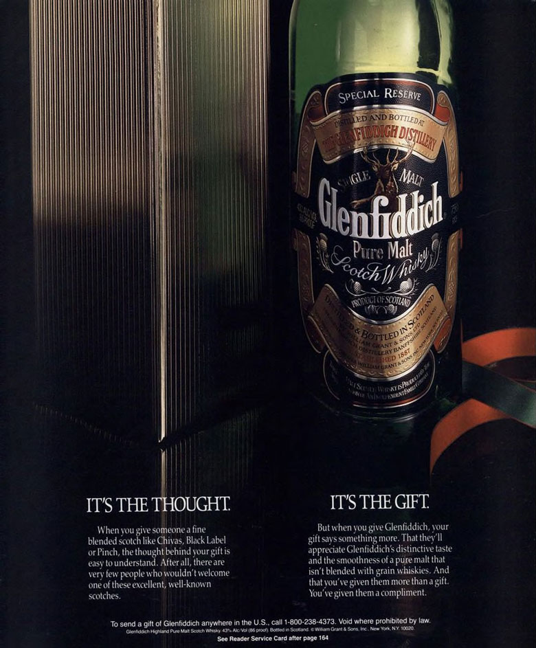 Glenfiddich Scotch Whisky Ad from Esquire Magazine, 1988, 12