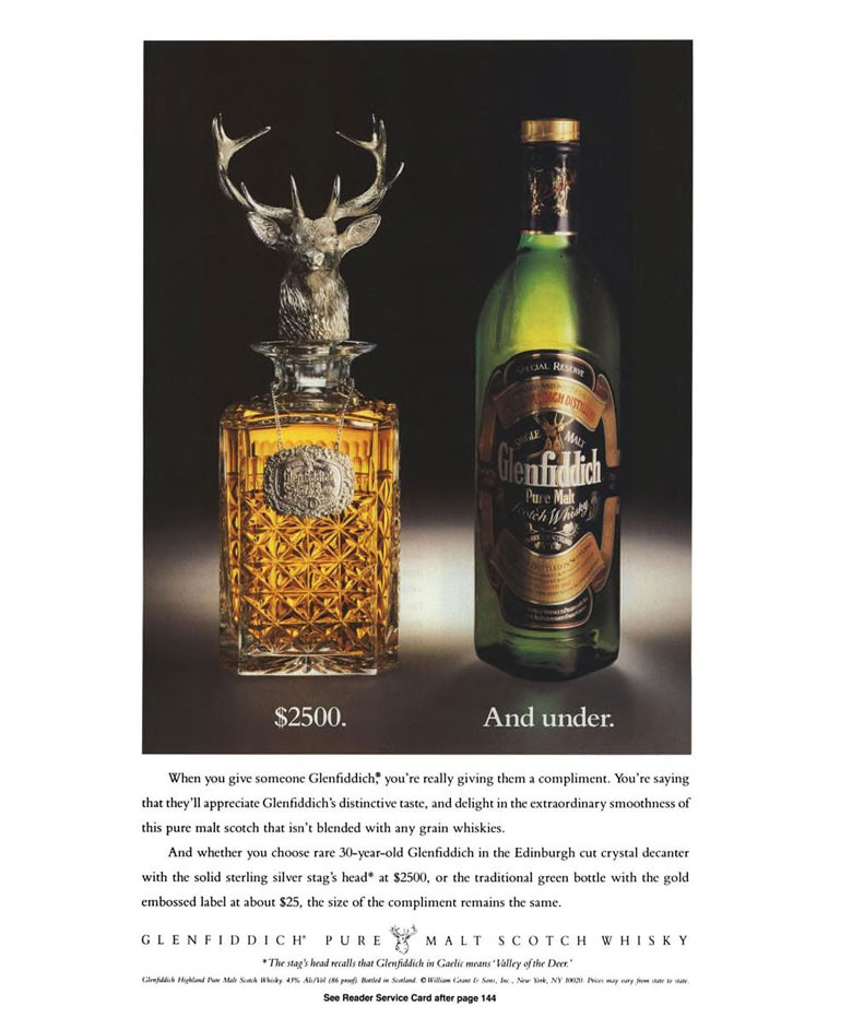Glenfiddich Scotch Whisky Ad from Esquire Magazine, 1989, 12