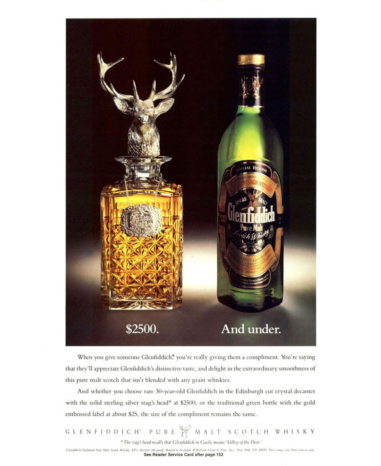 Glenfiddich Scotch Whisky Ad from Esquire Magazine, 1990, 12