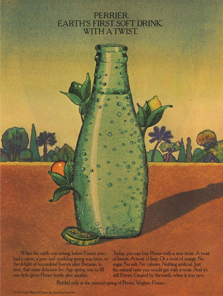 Perrier Mineral Water Ad from Esquire Magazine, 1985, 05