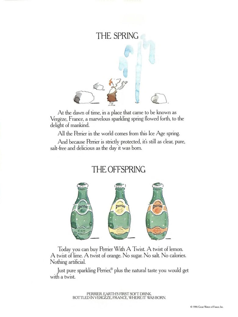 Perrier Mineral Water Ad from Esquire Magazine, 1986, 06