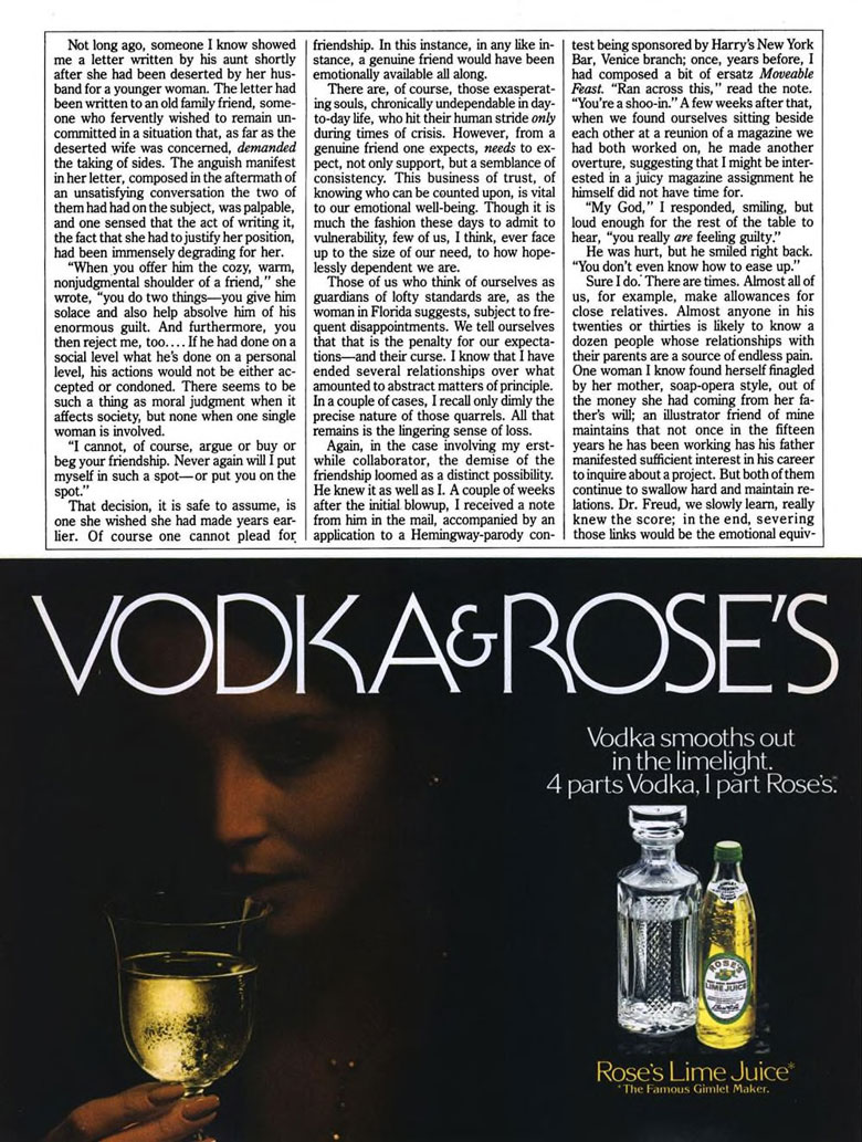 Rose's Lime Juice Ad from Esquire Magazine, 1982, 03