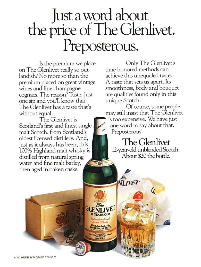 The Glenlivet Scotch Ad from Esquire Magazine, 1983