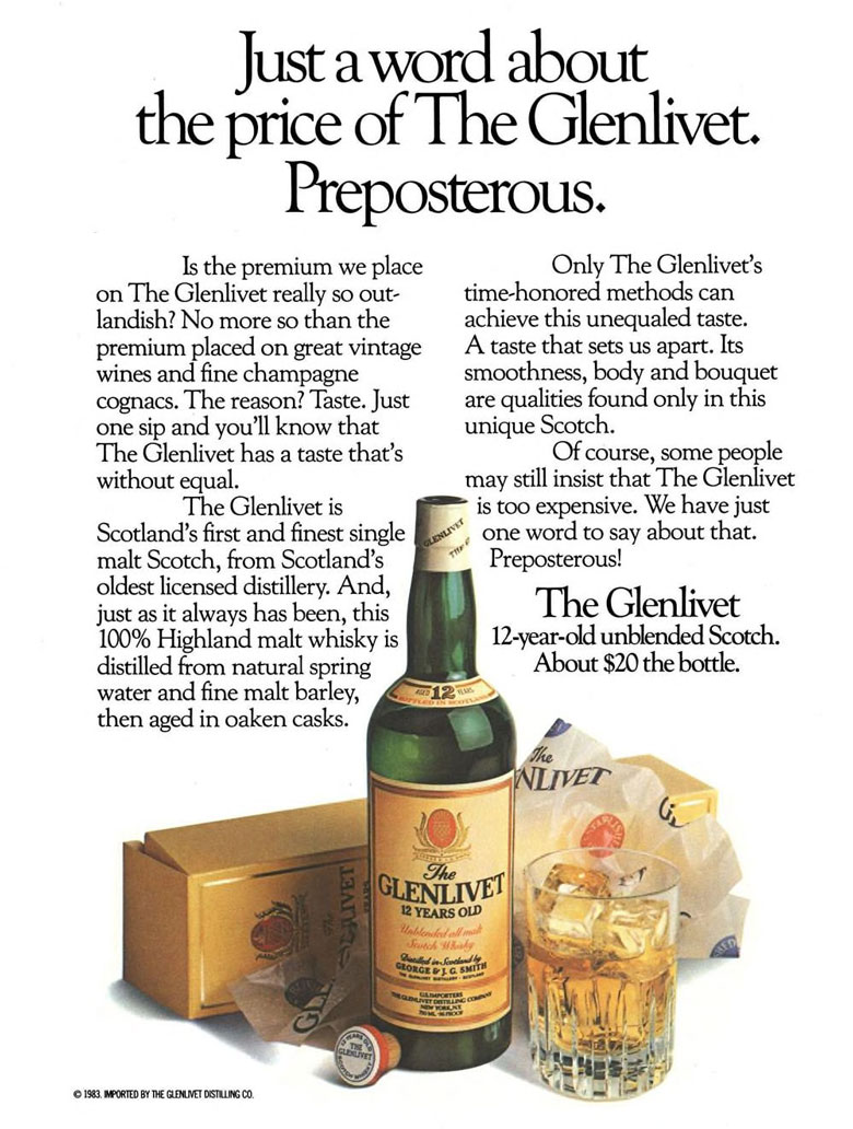 The Glenlivet Scotch Ad from Esquire Magazine, 1984