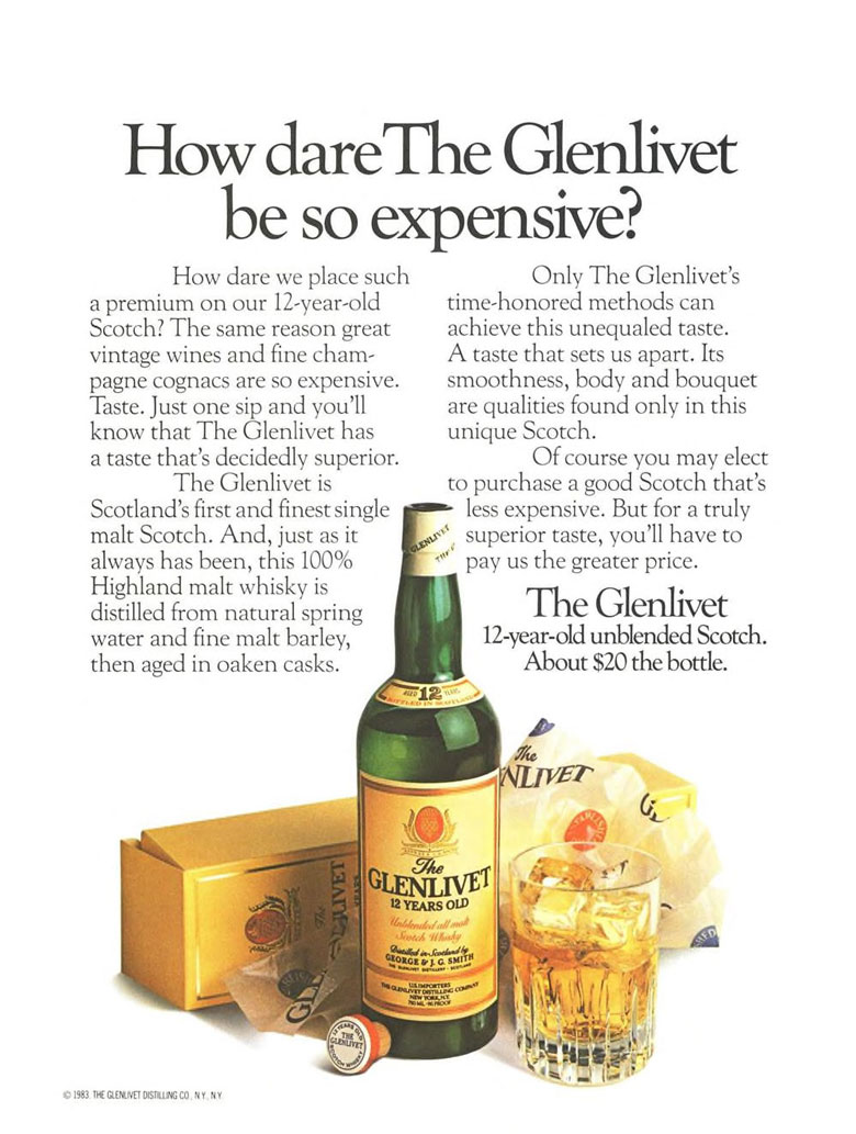 The Glenlivet Scotch Ad from Esquire Magazine, 1984