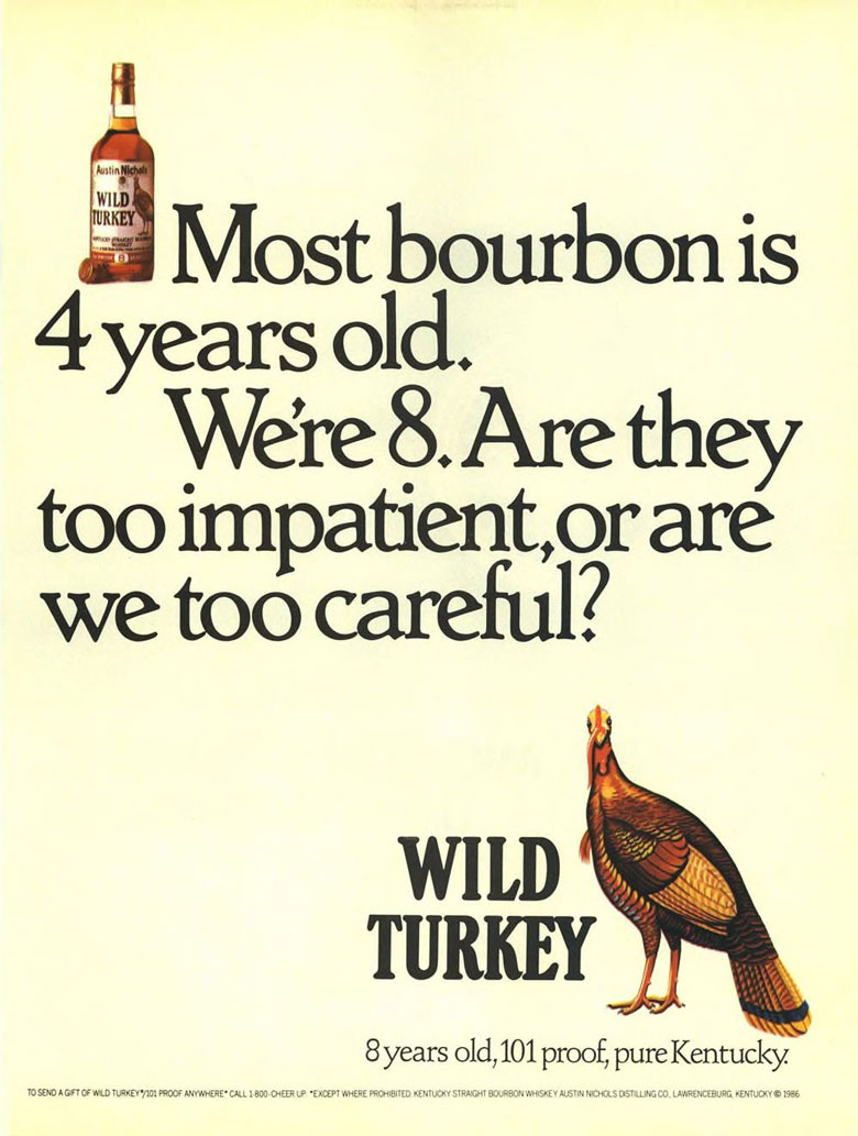 Wild Turkey Whiskey Ad from Esquire Magazine, 1986, 10