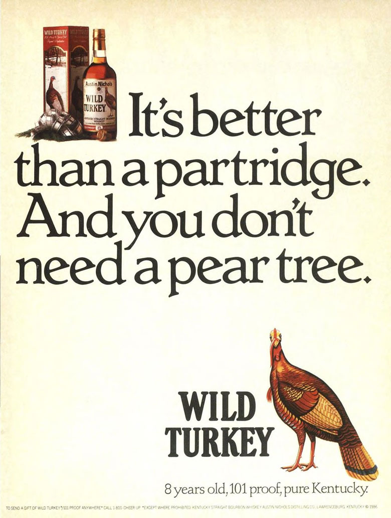 Wild Turkey Whiskey Ad from Esquire Magazine, 1986, 12