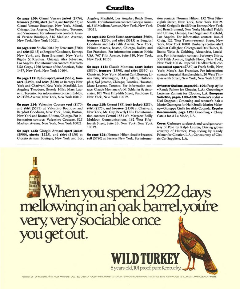 Wild Turkey Whiskey Ad from Esquire Magazine, 1989, 02