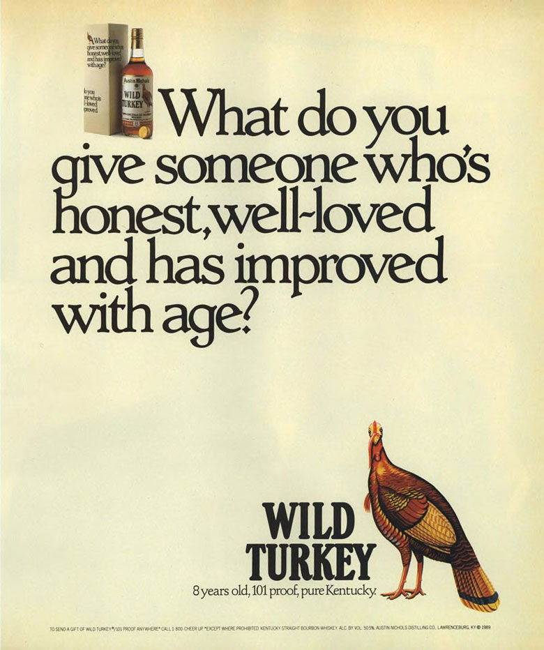 Wild Turkey Whiskey Ad from Esquire Magazine, 1989, 06