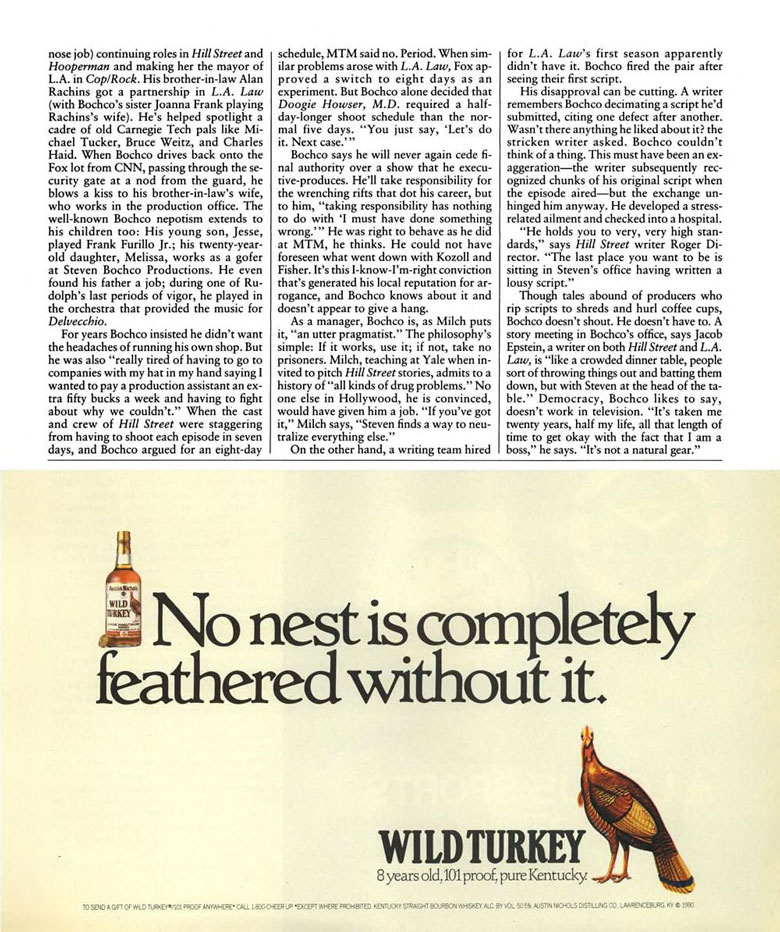 Wild Turkey Whiskey Ad from Esquire Magazine, 1990, 05